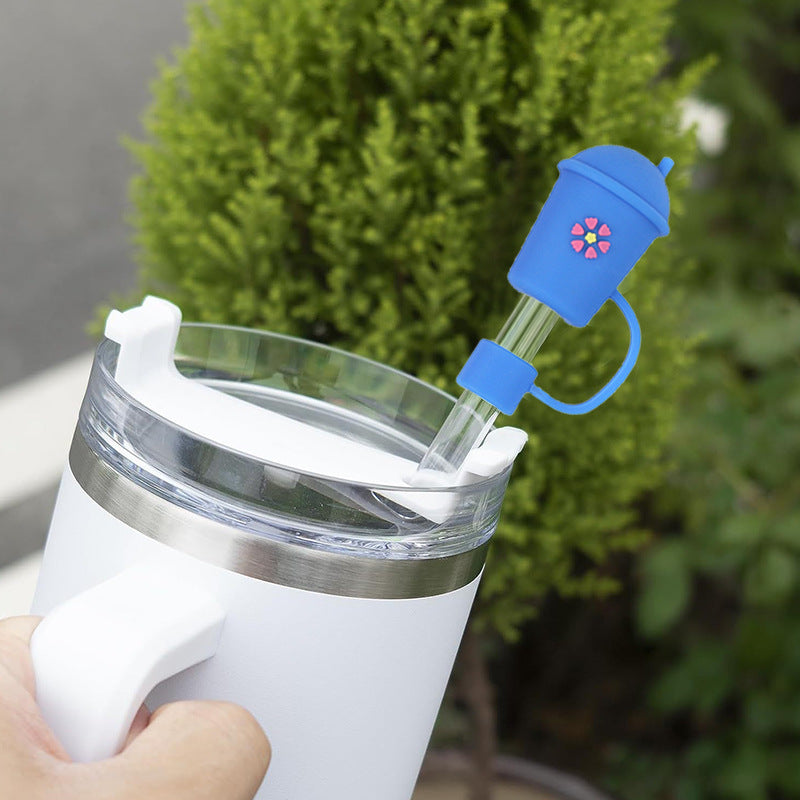 Wholesale 20pcs/pack PVC Milk Tea Straw Cap Printed Dustproof Personalized Straw Stopper